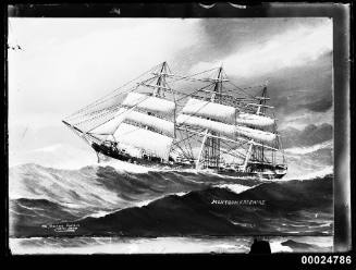 Ship MONTGOMERYSHIRE, three masted fully rigged ships at sea.