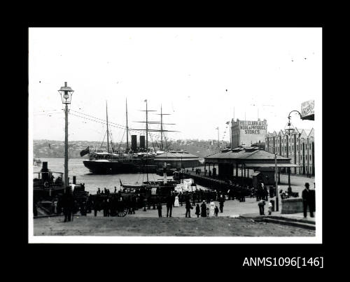 Twin funnelled steam ship at Circular Quay