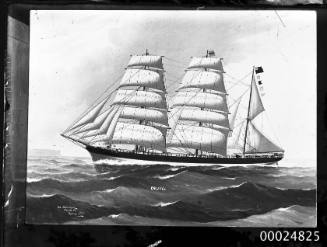 Ship GRIFFEL three masted barque at sea.