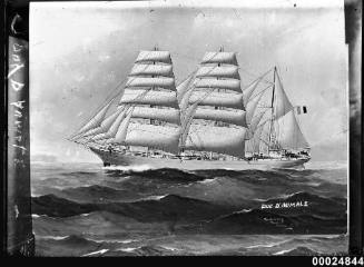 Ship DUC D'AUMALE, three mast barque at sea.