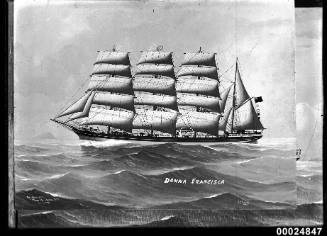Ship DONNA FRANCISCA four mast barque at sea.