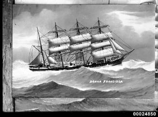 Ship DONNA FRANCISCA four mast barque at sea.