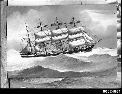 Ship DONNA FRANCISCA four mast barque at sea.