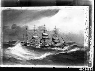 Painting, PORT JACKSON training ship in heavy seas by G.F. Gregory