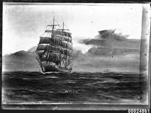 Ship DUPLEIX three mast barque at sea.