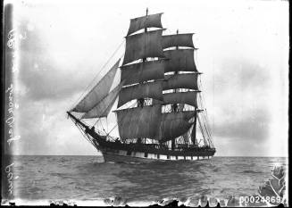 Image of the LOUISA CRAIG three masted barque at sea.
