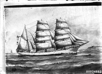 Ship CALLUNA three masted barque at sea.