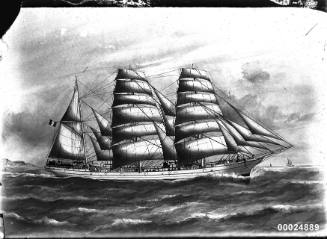 Ship GENERAL DE BOISDEFFRE three masted barque at sea.