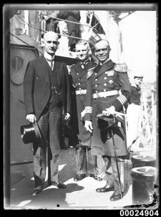 Dr Rudolf Asmis and Captain Otto Schniewind on board the German cruiser KOLN