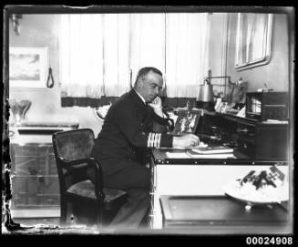 Captain Otto Schniewind in his cabin on board the German cruiser KOLN