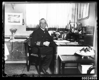 Captain Otto Schniewind in his cabin on board the German cruiser KOLN