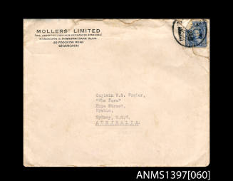 Envelope for letter of reccomendation issued to Captain William Fowler