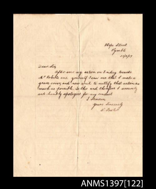 Letter from William Fowler