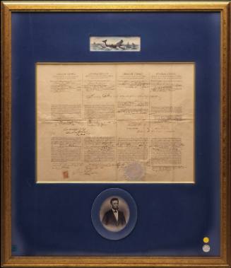 Ships' passport for the American whaler STEPHANIA signed by President Abraham Lincoln