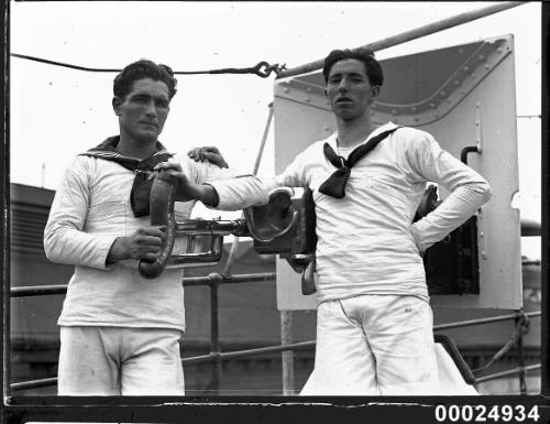 Sailors on board Spanish Navy training ship JUAN SEBASTIAN DE ELCANO