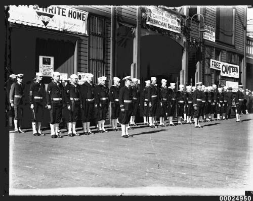 United States Naval Patrol at the Citizens' Welcome Canteen at East Circular Quay, Sydney