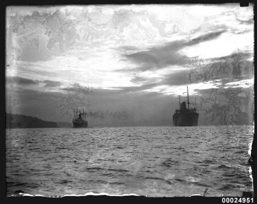 Two ships entering Sydney Harbour