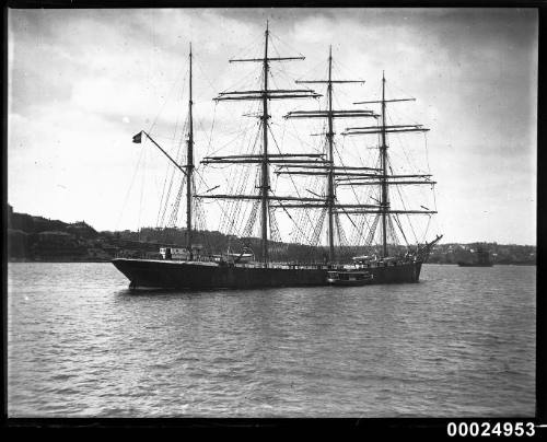 German four-masted barque GUSTAV at the farewell buoy in Sydney Harbour