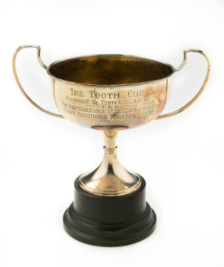 The Tooth Cup presented by Tooth and Co. Limited for the Hastings River 18ft Championship Port Macquarie Regatta 1935 Won by BRITANNIA