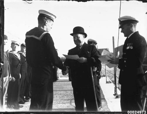 Sir Robert Archdale Parkhill with a Navy Sea League Cadet at Snapper Island, Sydney