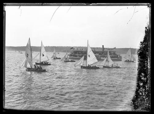 Sloop and ferry on Sydney Harbour