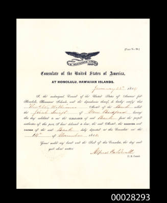 US Consul receipt for papers relating to the JIREH SWIFT, 1864