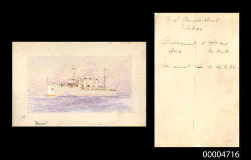 USS SALEM - a study for a Wills cigarette card