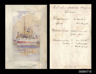 USS DENVER - a study for a Wills cigarette card