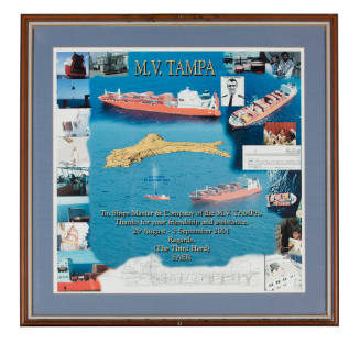 Framed collage presented to MV TAMPA from the Australian Special Air Service Regiment