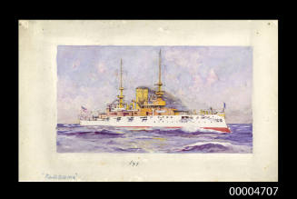 USS ALABAMA - a study for a Wills cigarette card