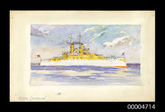 USS SOUTH CAROLINA - a study for a Wills cigarette card