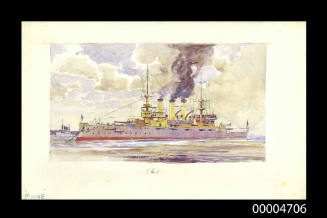 USS MAINE - a study for a Wills cigarette card