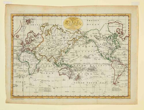 A New and Complete Chart of the World Displaying the Tracks of Captain Cook and other Modern Navigators
