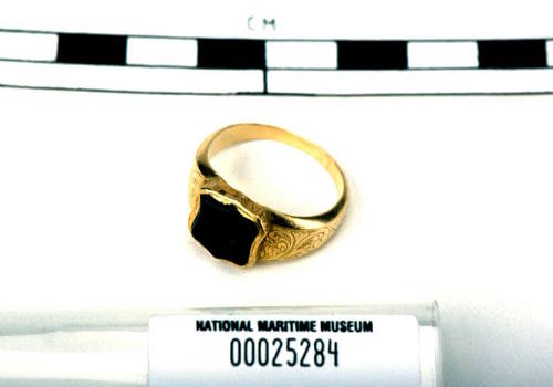 Gold bloodstone signet ring recovered from the wreck of the DUNBAR