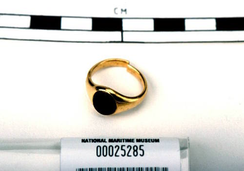 Gold bloodstone signet ring recovered from the wreck of the DUNBAR