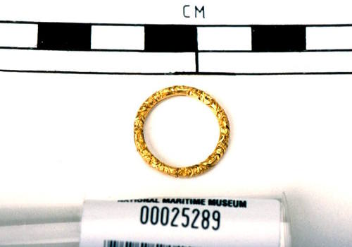 Gold split ring recovered from the wreck of the DUNBAR