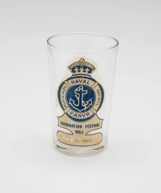 Coronation Festival 1953 glass, Auxiliary Naval Patrol, RANVR