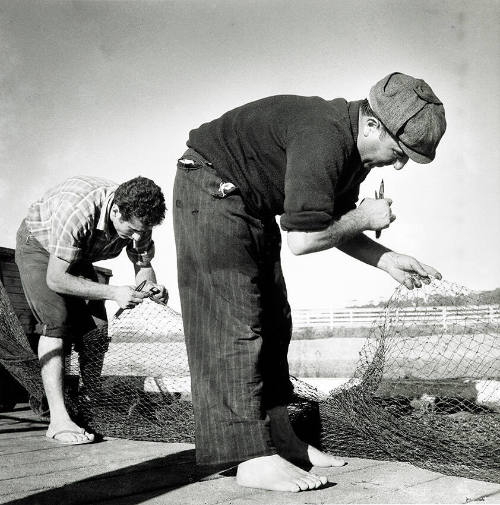 Mending fishing nets