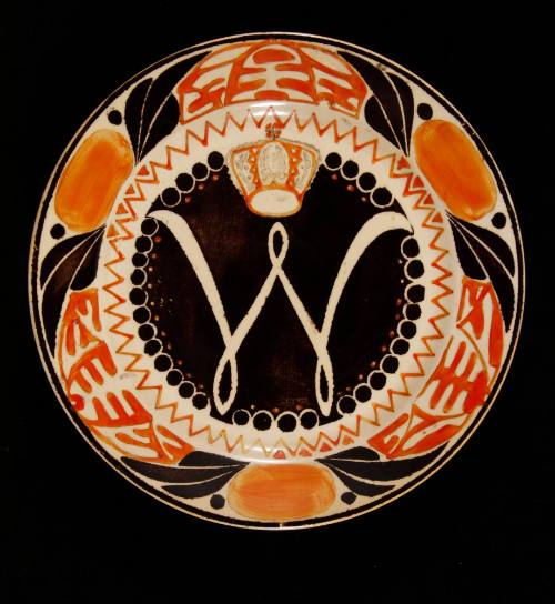 Ceramic plate by Peirus Regout & Co, Maastricht, decorated with a W and a crown