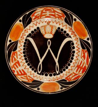 Ceramic plate by Peirus Regout & Co, Maastricht, decorated with a W and a crown