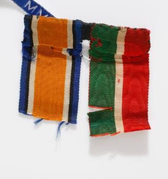 Ribbons for the World War I Mecantile Marine War Medal and the British War Medal registered as 00047956 and 00047957