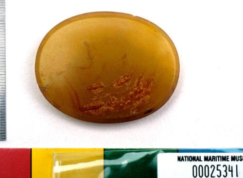 Amber brooch stone recovered from the wreck of the DUNBAR