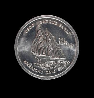 Medallion featuring a tall ship and commemorating the Australia Bicentennial 1988