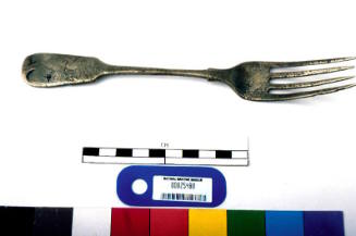 Silver table fork recovered from the wreck of the DUNBAR