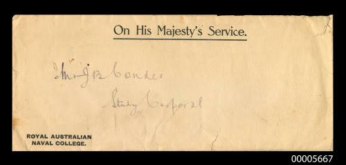 Envelope for James Conder's reference