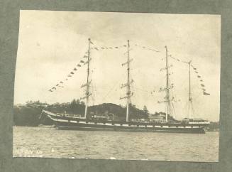 PORT JACKSON training ship - at anchor in Sydney Harbour dressed all over