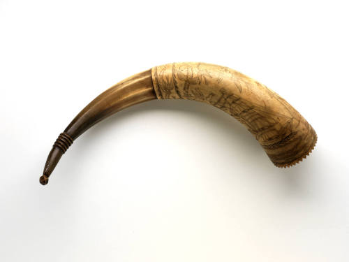 Scrimshaw powder horn carved by Louis Gauvin