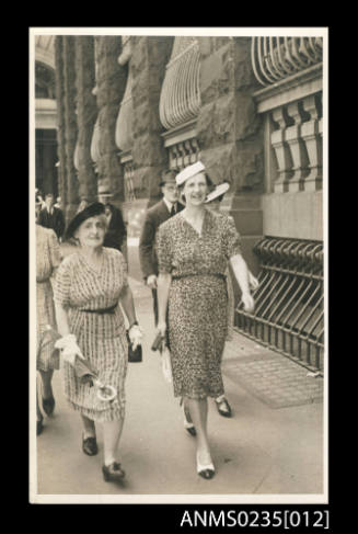 Muriel Binney walks with a younger woman along George Street near Martin Place