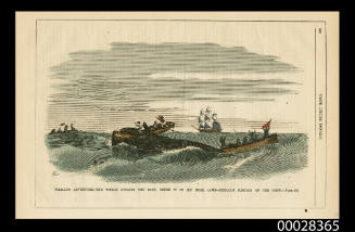 Whaling Adventures - The Whale Attacks the Boat, Seizes it in his Huge Jaws - Perilous Position of the Crew