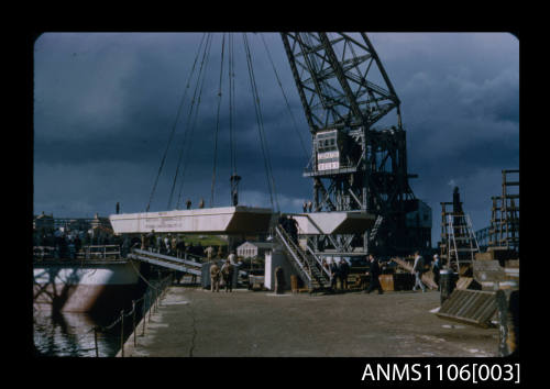 Colour photographic slide of a crane at Morts Dock